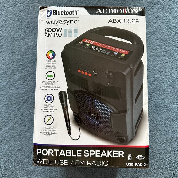 AudioBox Portable Bluetooth Speaker 500W P.M.P.O W/ Microphone Model #ABX-652R